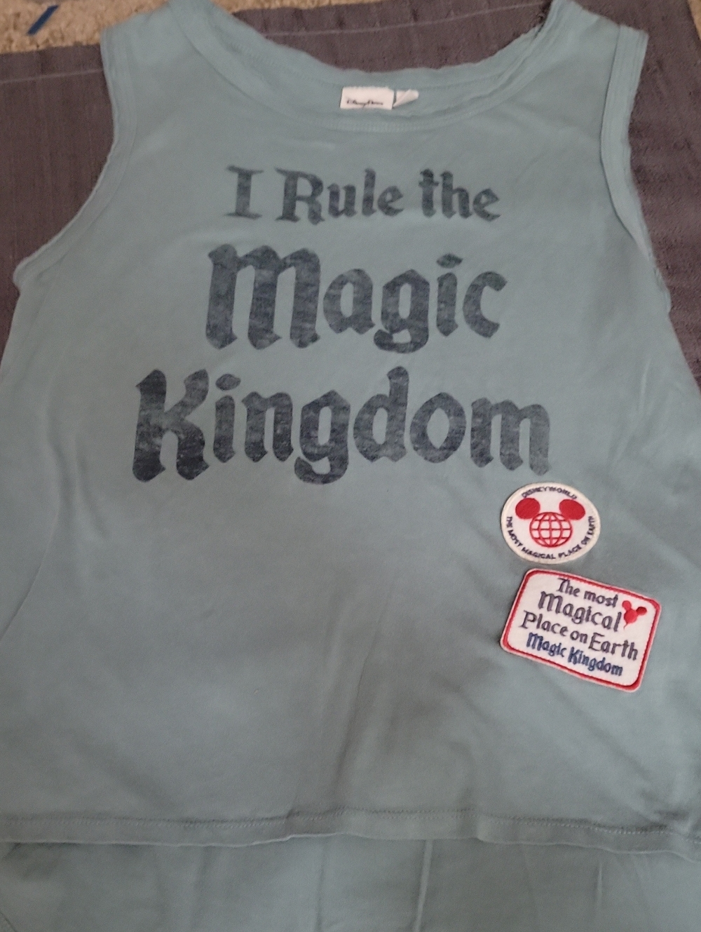 Disney Parks Light Green Tank Top with 'I Rule the Magic Kingdom' Print